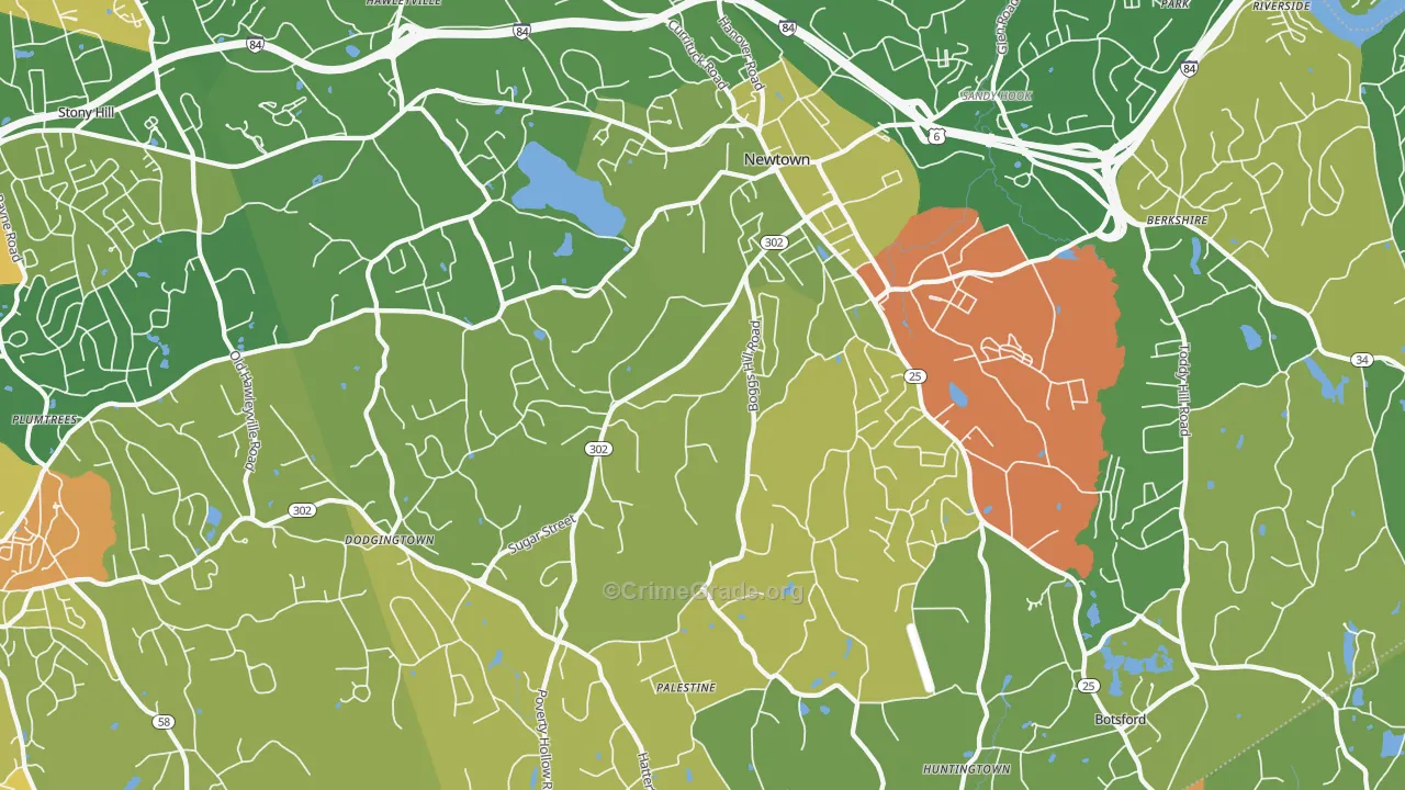 Newtown, CT Map of Murder Rates