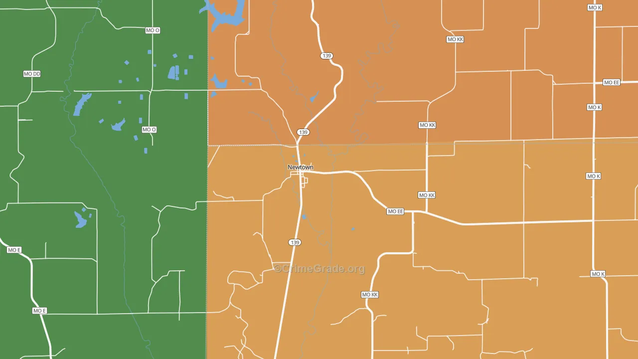 Newtown, MO Map of Murder Rates