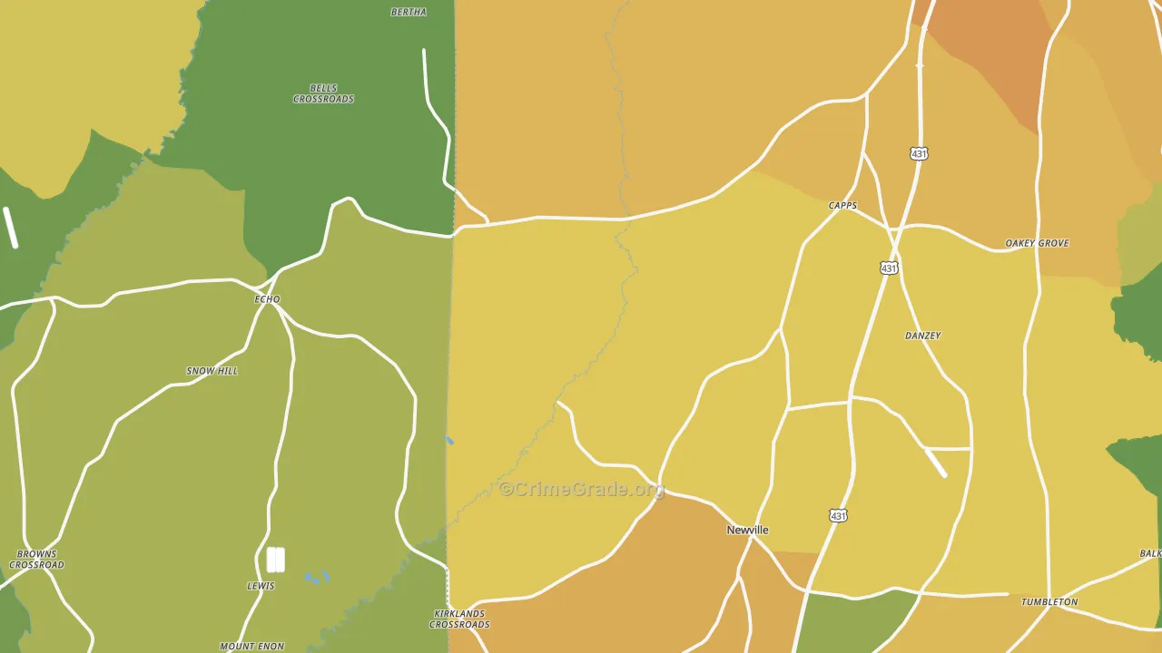 Newville, AL Map of Murder Rates