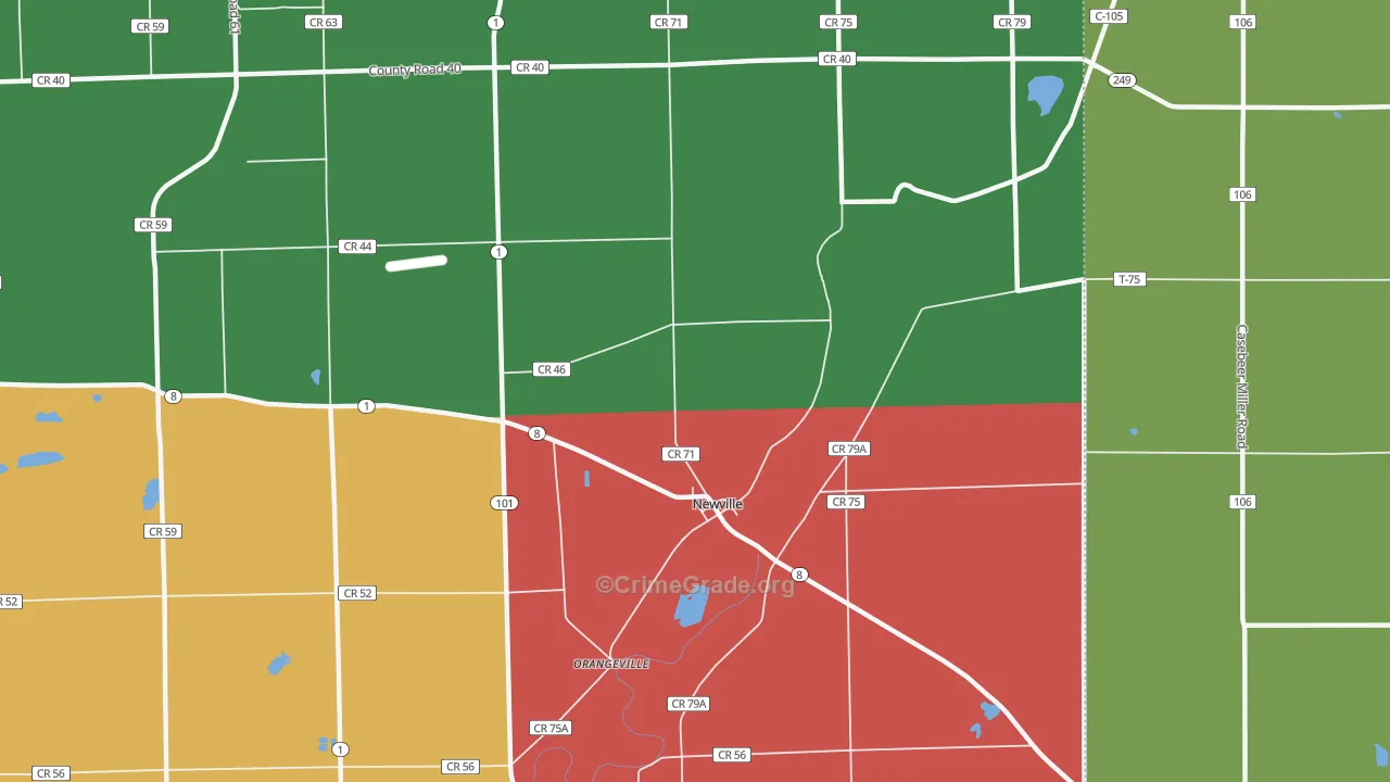 Newville, IN Map of Murder Rates
