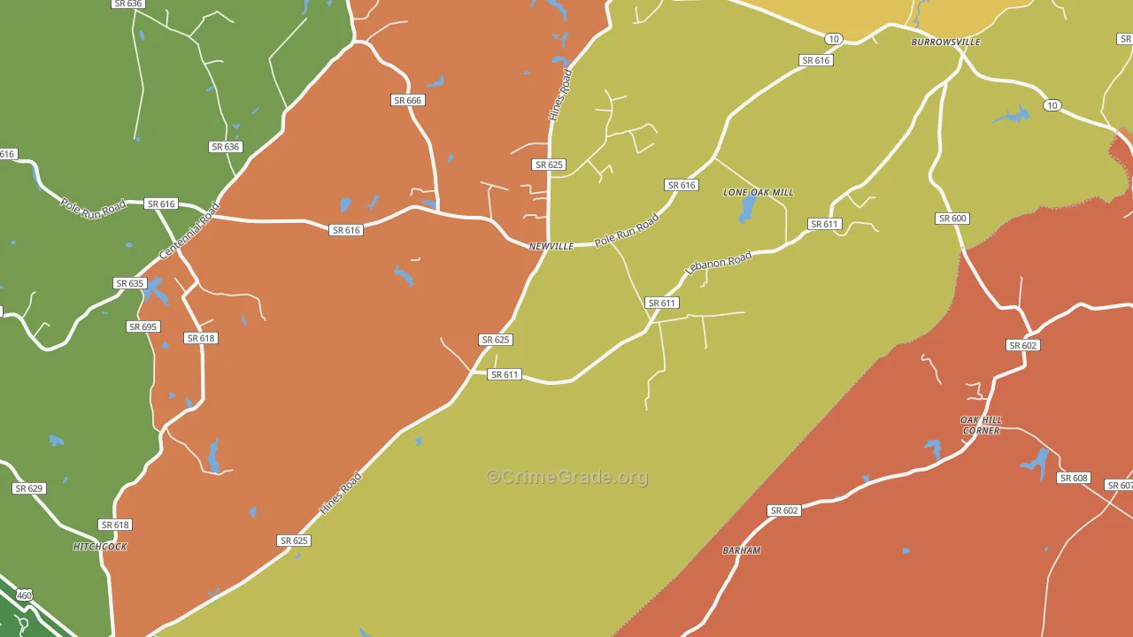 Newville, VA Map of Murder Rates