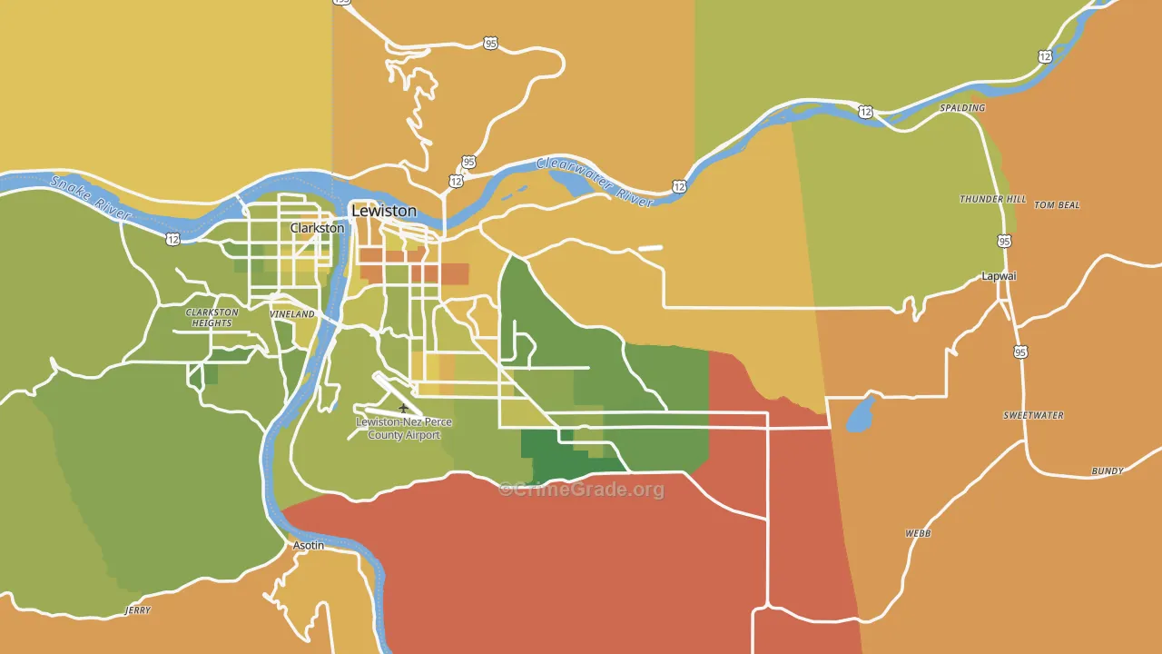 Nez Perce County, ID Map of Murder Rates