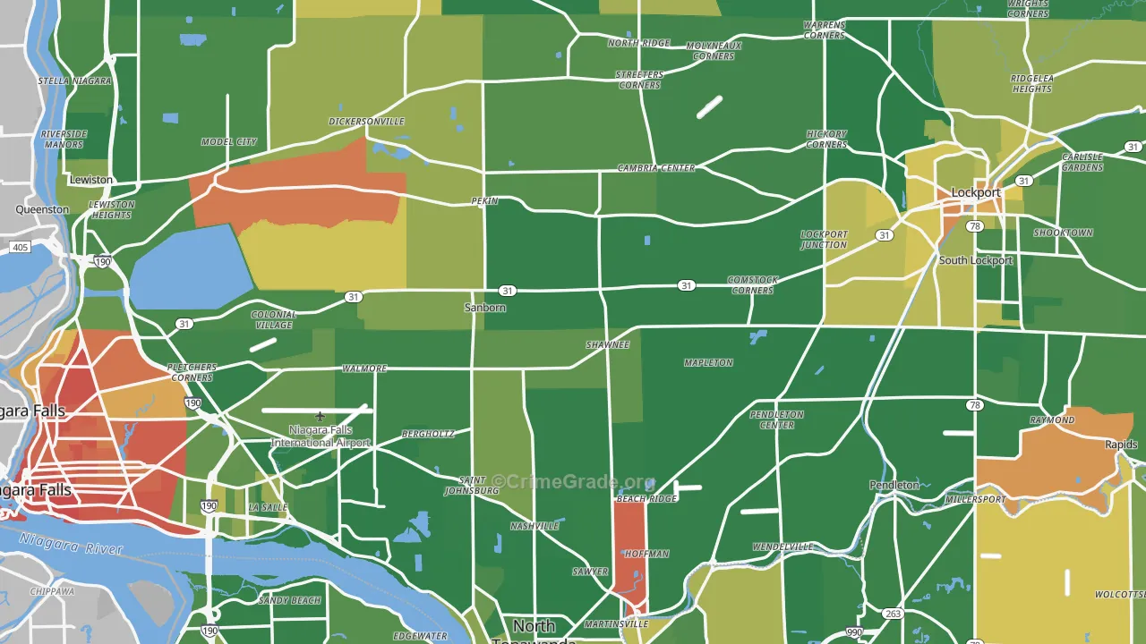 Niagara County, NY Map of Murder Rates