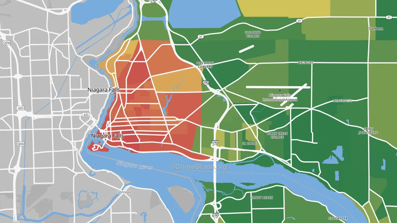 Niagara Falls, NY Map of Murder Rates