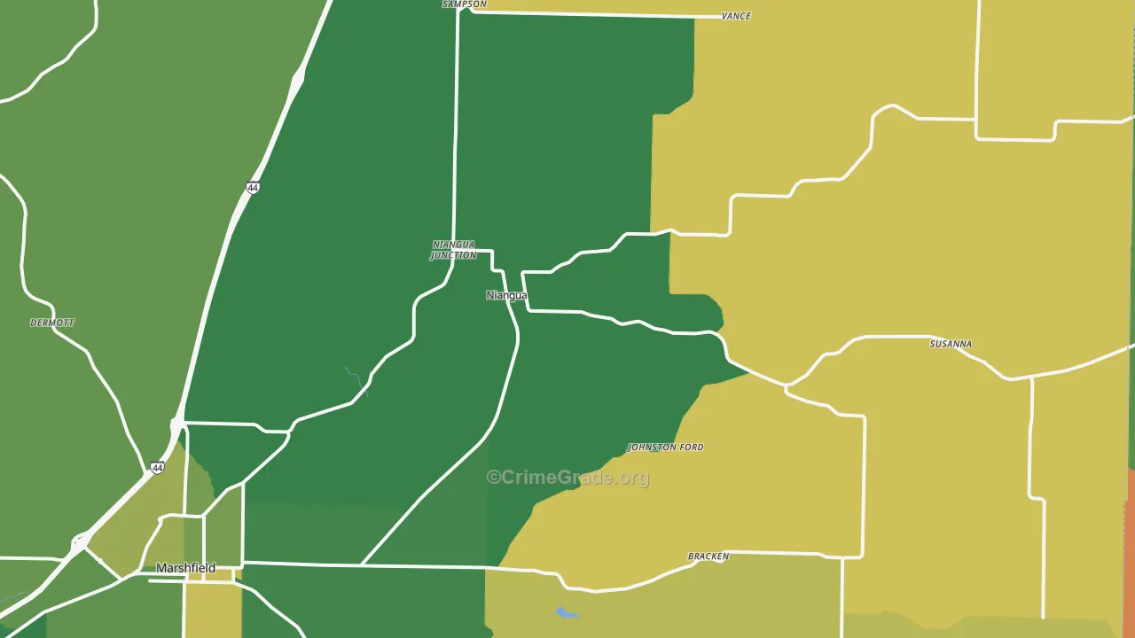 Niangua, MO Map of Murder Rates