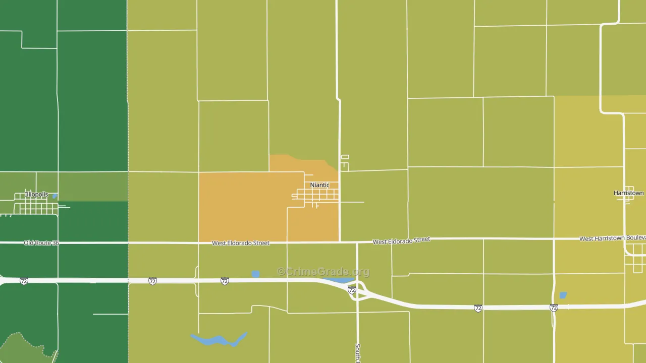 Niantic, IL Map of Murder Rates