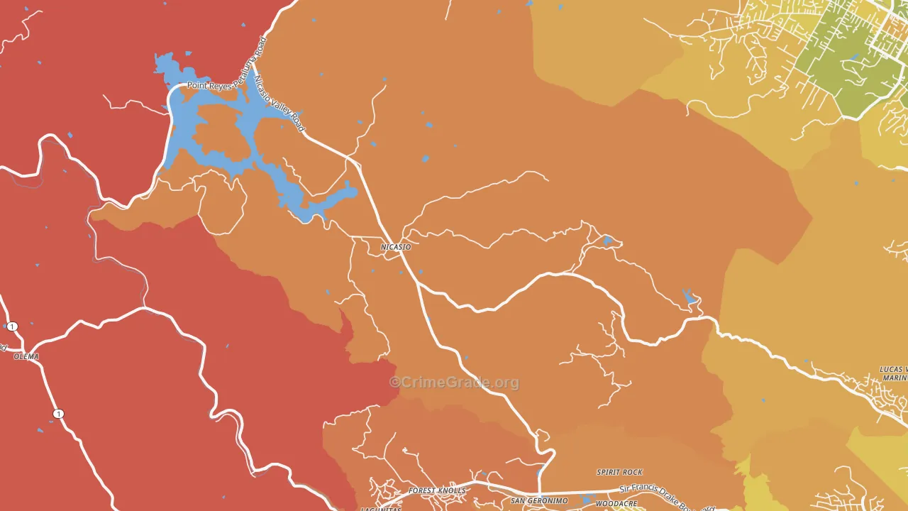Nicasio, CA Map of Murder Rates