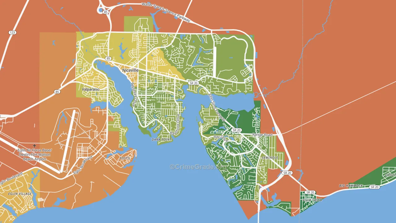 Niceville, FL Map of Murder Rates