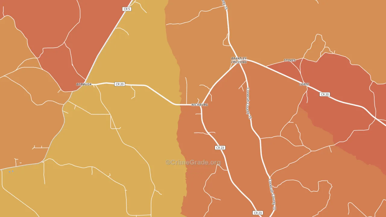 Nichburg, AL Map of Murder Rates