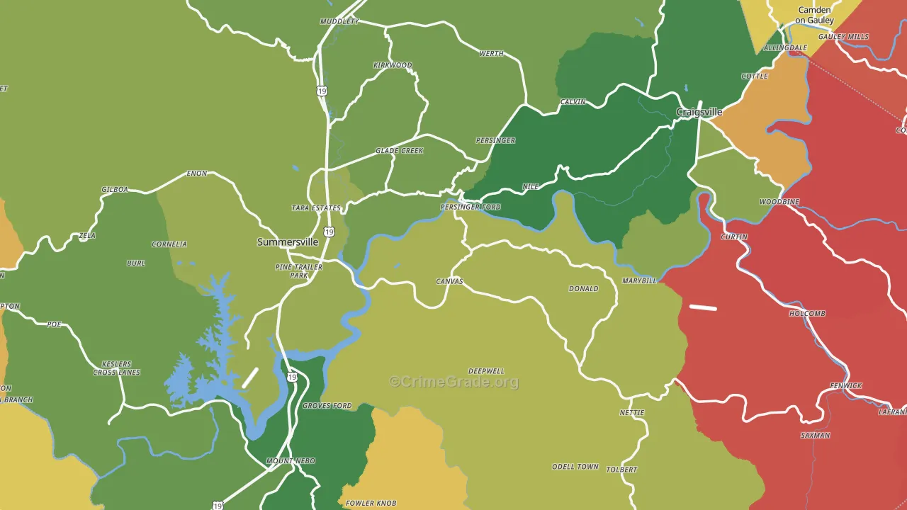 Nicholas County, WV Map of Murder Rates