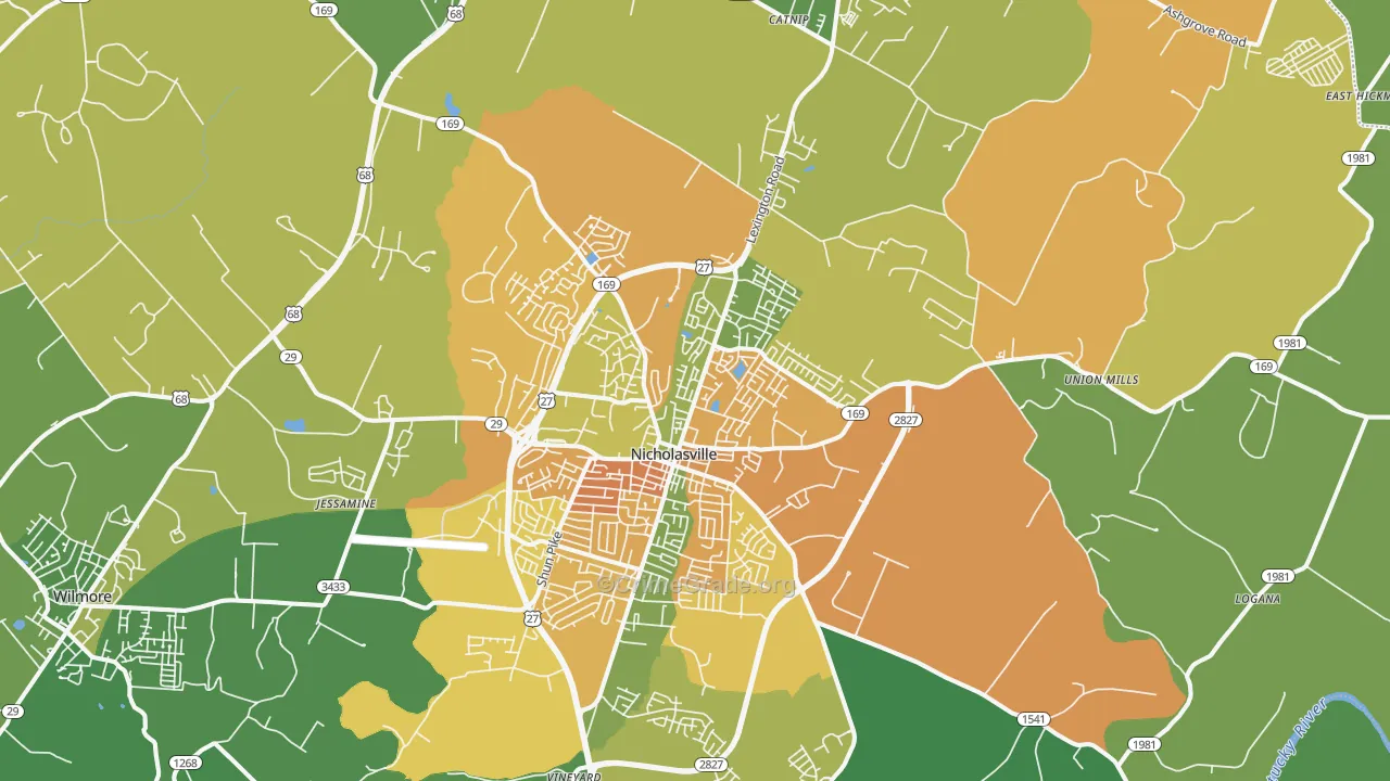 Nicholasville, KY Map of Murder Rates