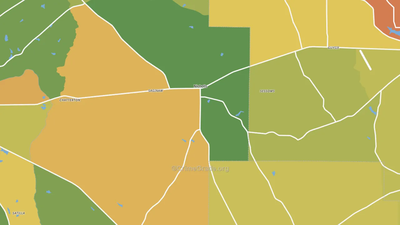 Nicholls, GA Map of Murder Rates