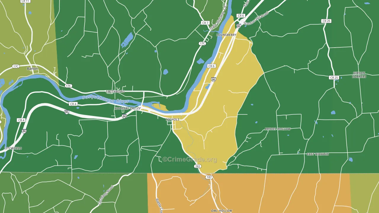Nichols, NY Map of Murder Rates