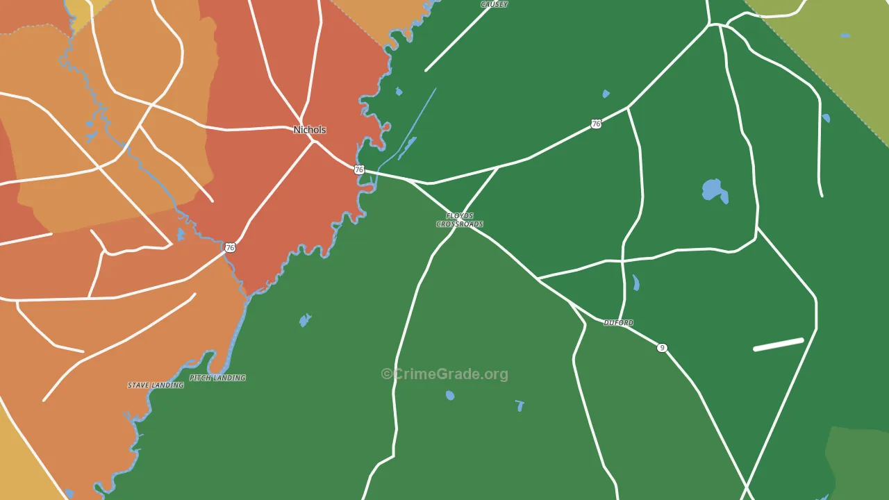 Nichols, SC Map of Murder Rates