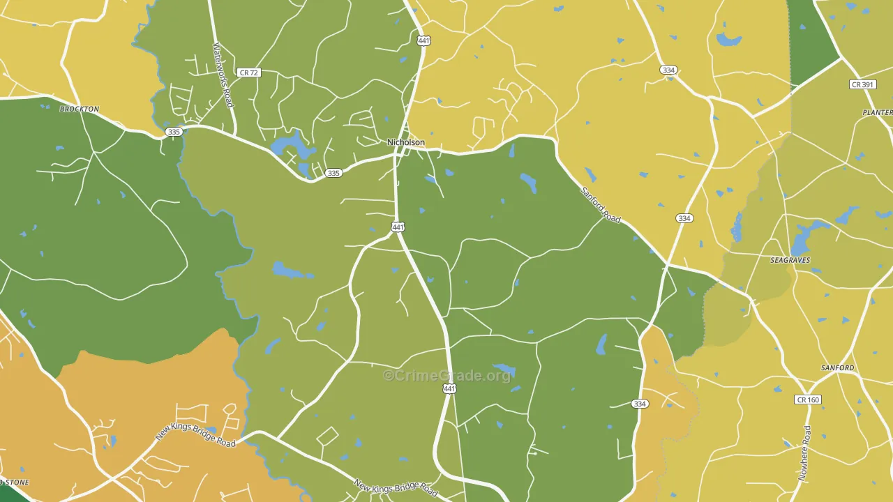 Nicholson, GA Map of Murder Rates
