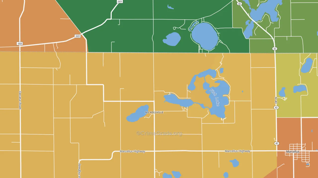 Nicholsville, MI Map of Murder Rates
