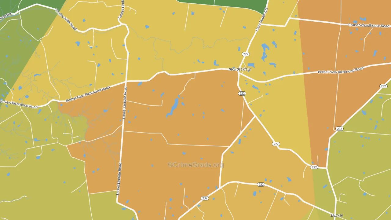 Nicholsville, OH Map of Murder Rates