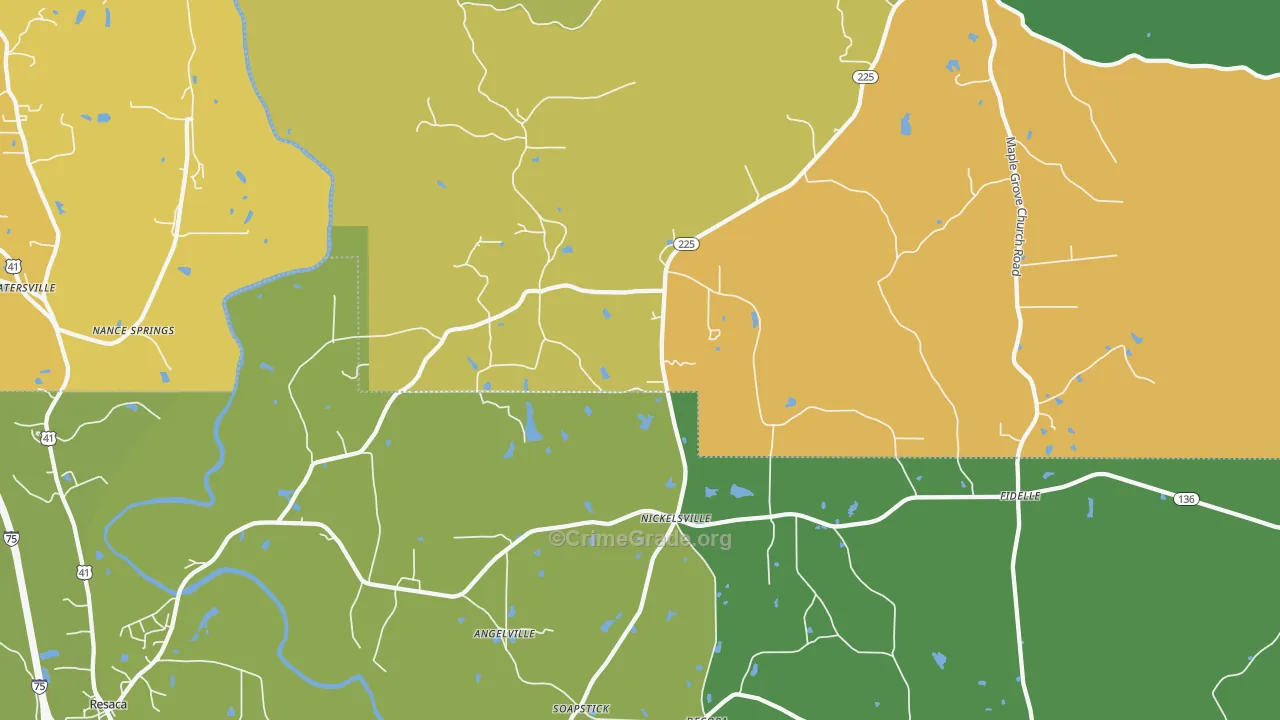 Nickelsville, GA Map of Murder Rates