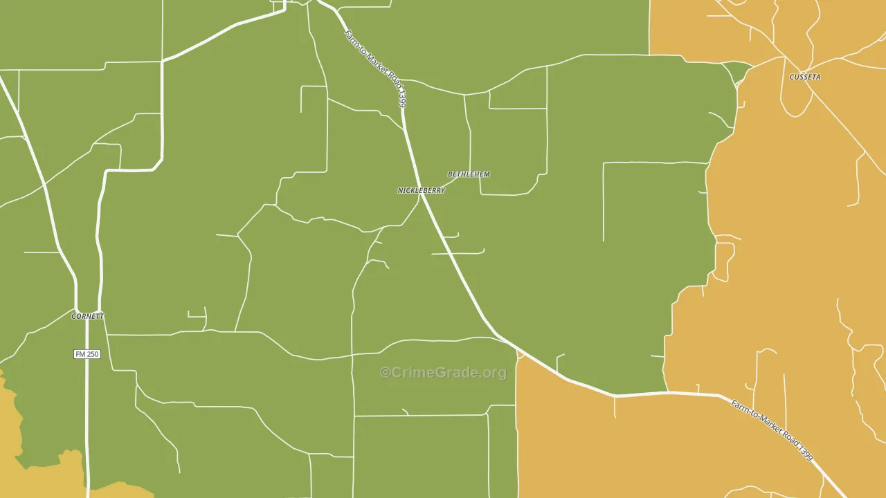 Nickleberry, TX Map of Murder Rates