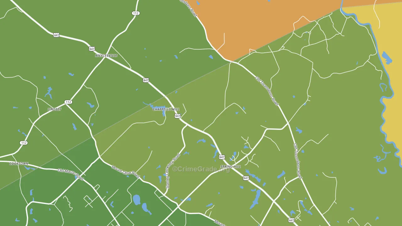 Nicklesville, GA Map of Murder Rates