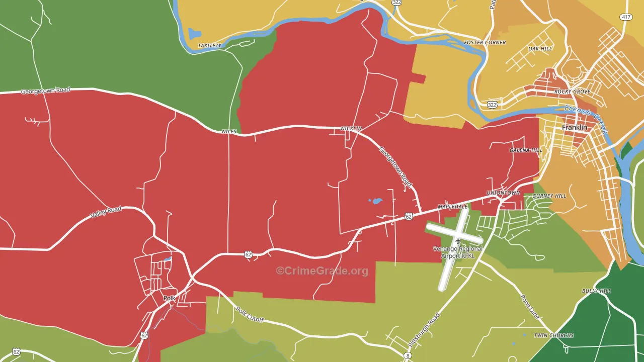 Nicklin, PA Map of Murder Rates