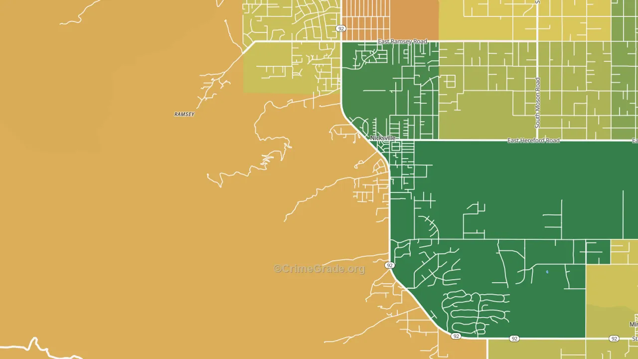 Nicksville, AZ Map of Murder Rates