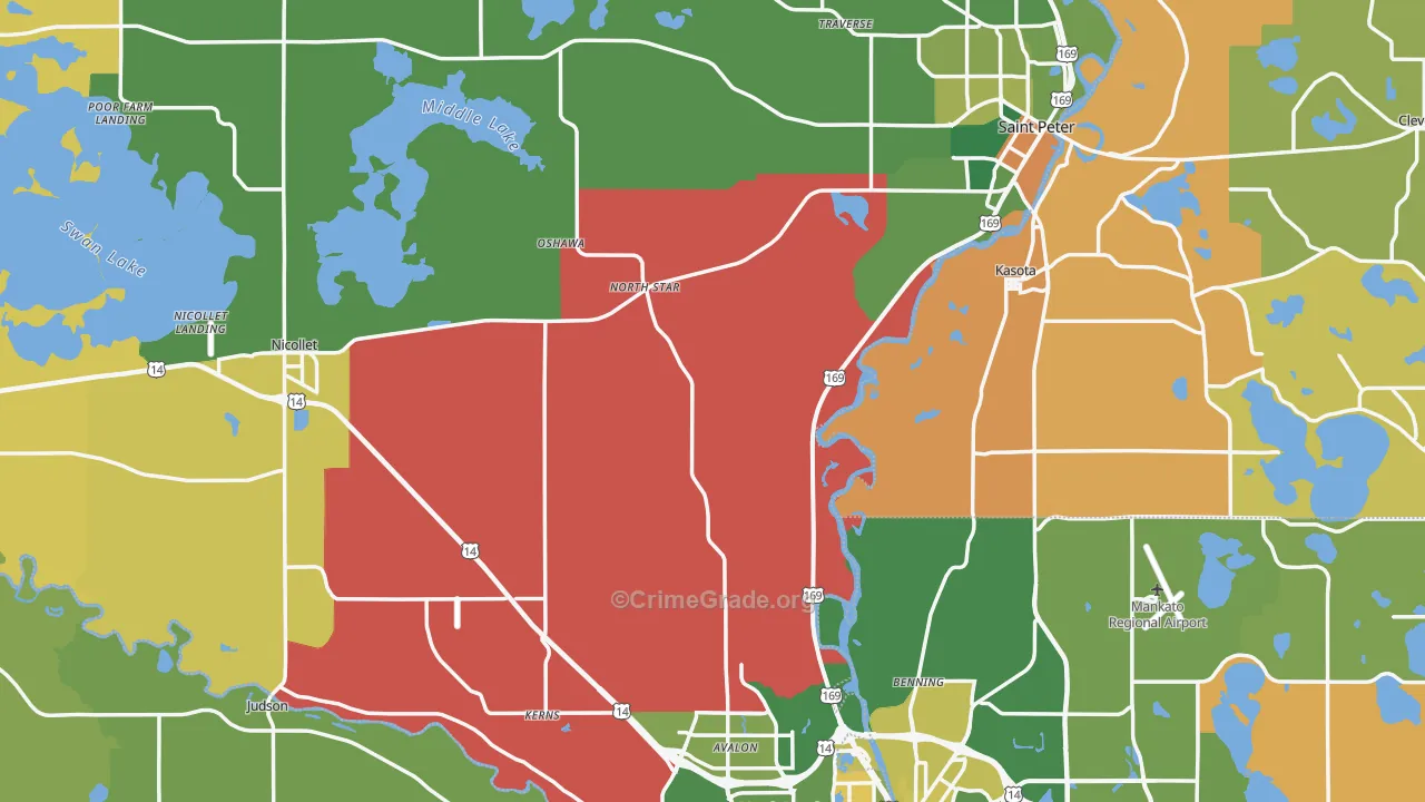 Nicollet County, MN Map of Murder Rates