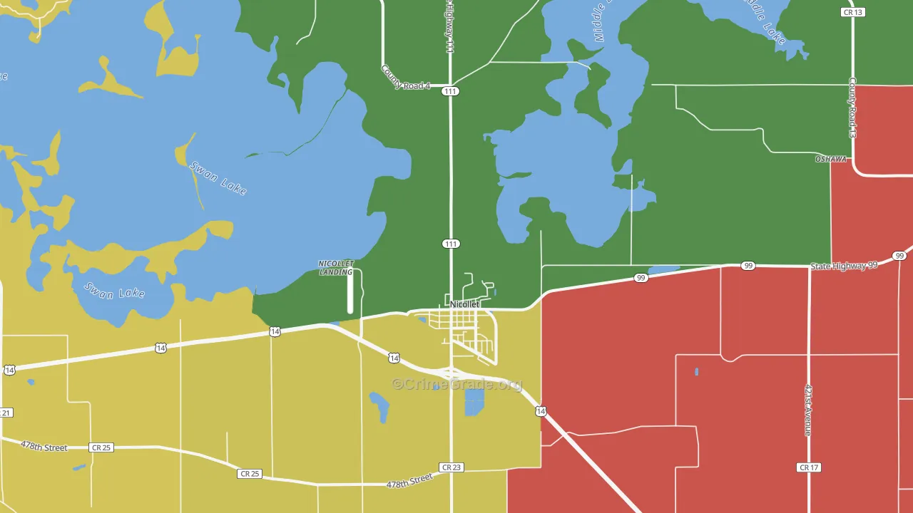 Nicollet, MN Map of Murder Rates