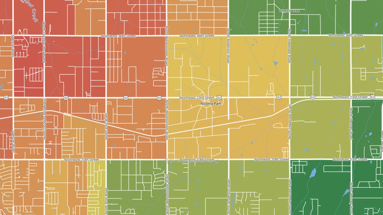 Nicoma Park, OK Map of Murder Rates