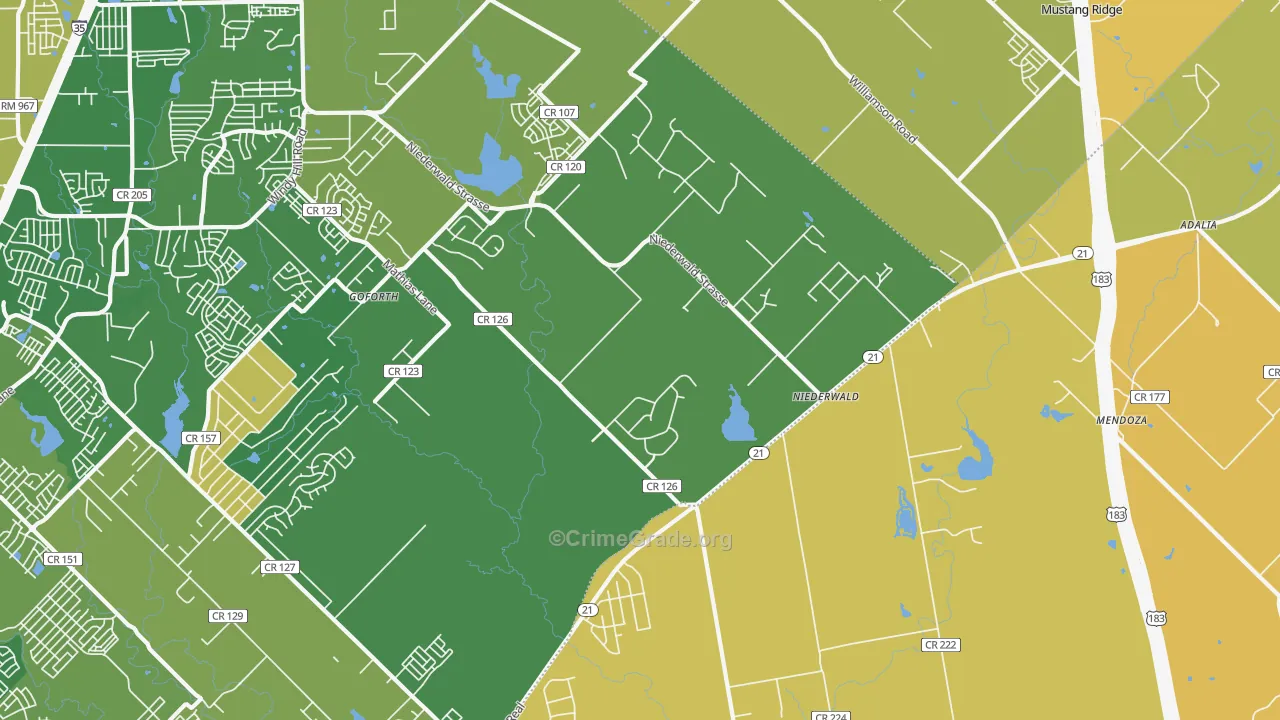 Niederwald, TX Map of Murder Rates
