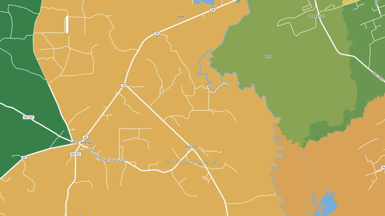 Nigton, TX Map of Murder Rates