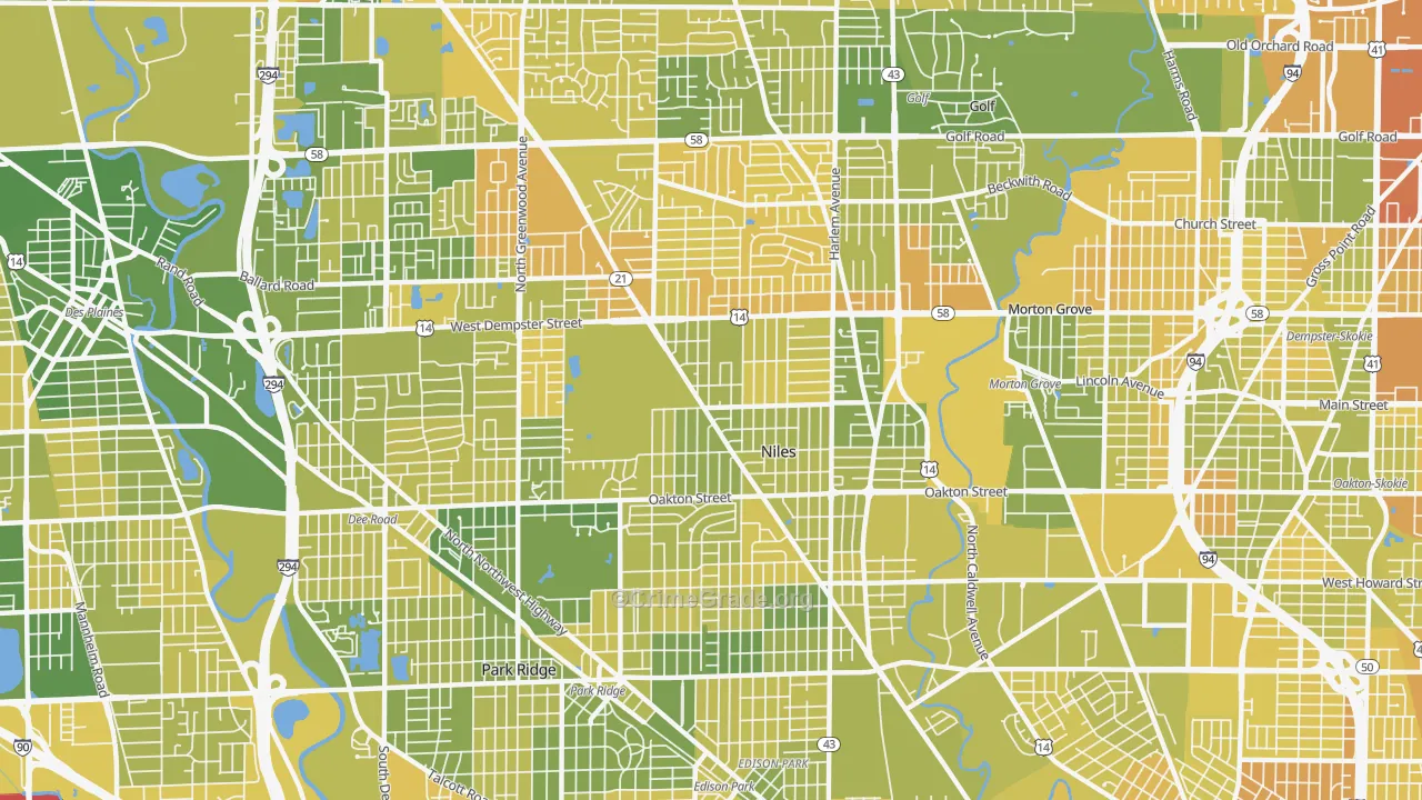 Niles, IL Map of Murder Rates