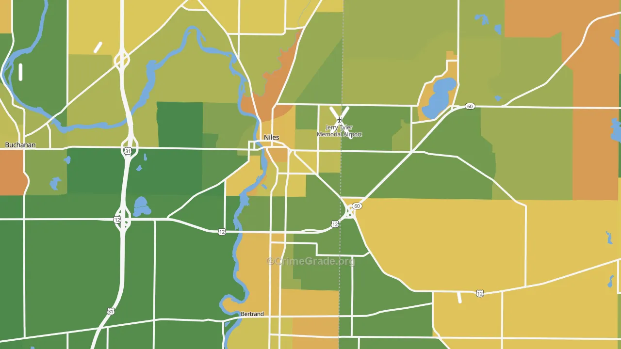 Niles, MI Map of Murder Rates