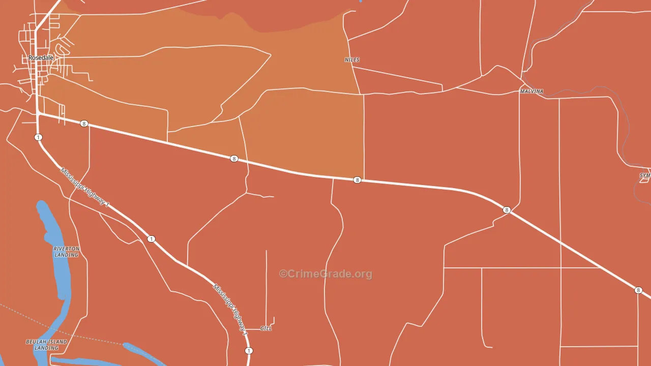 Niles, MS Map of Murder Rates