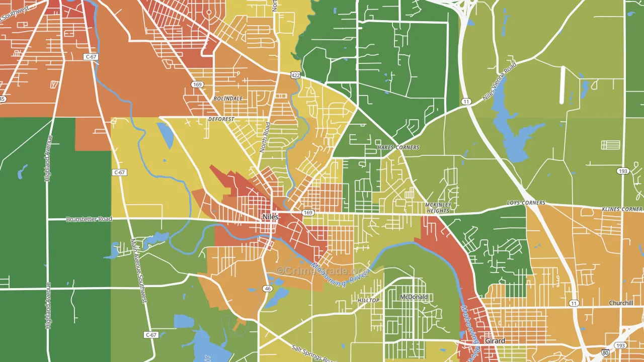 Niles, OH Map of Murder Rates