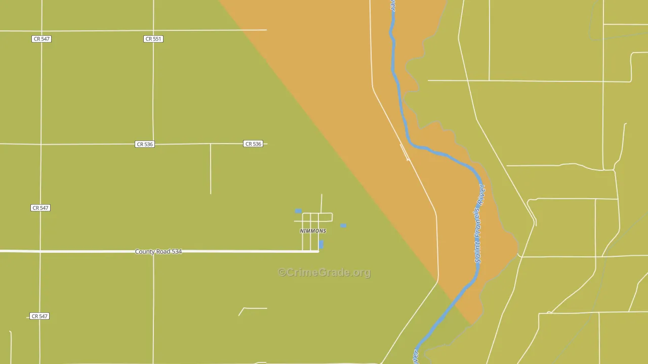 Nimmons, AR Map of Murder Rates