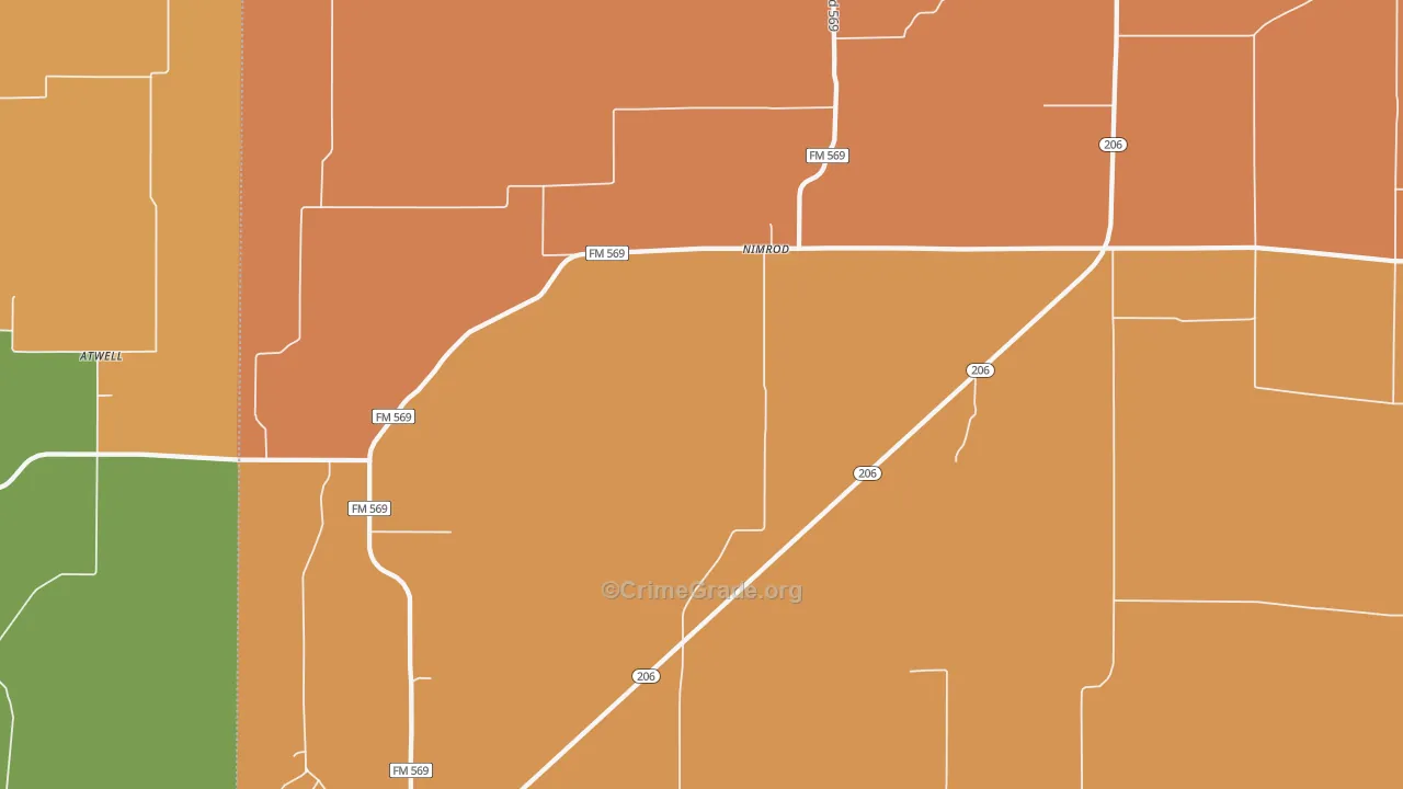 Nimrod, TX Map of Murder Rates