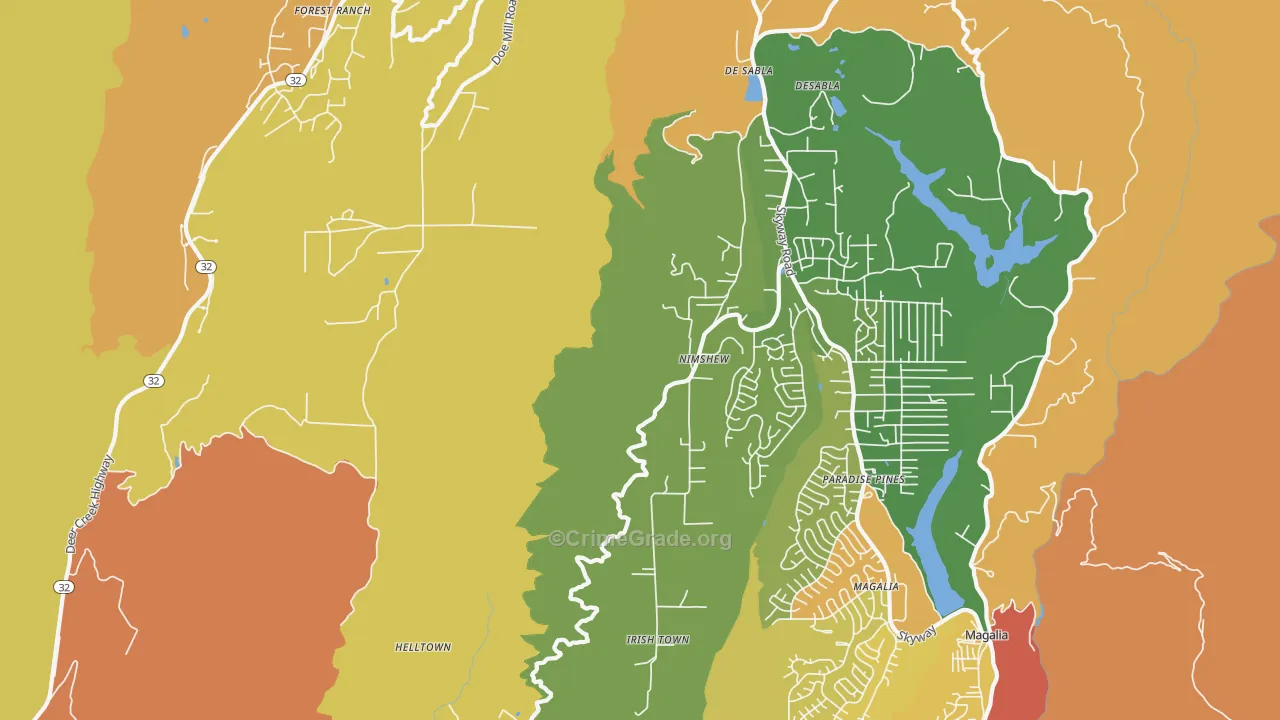 Nimshew, CA Map of Murder Rates