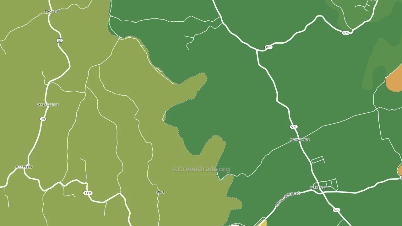 Nina, KY Map of Murder Rates