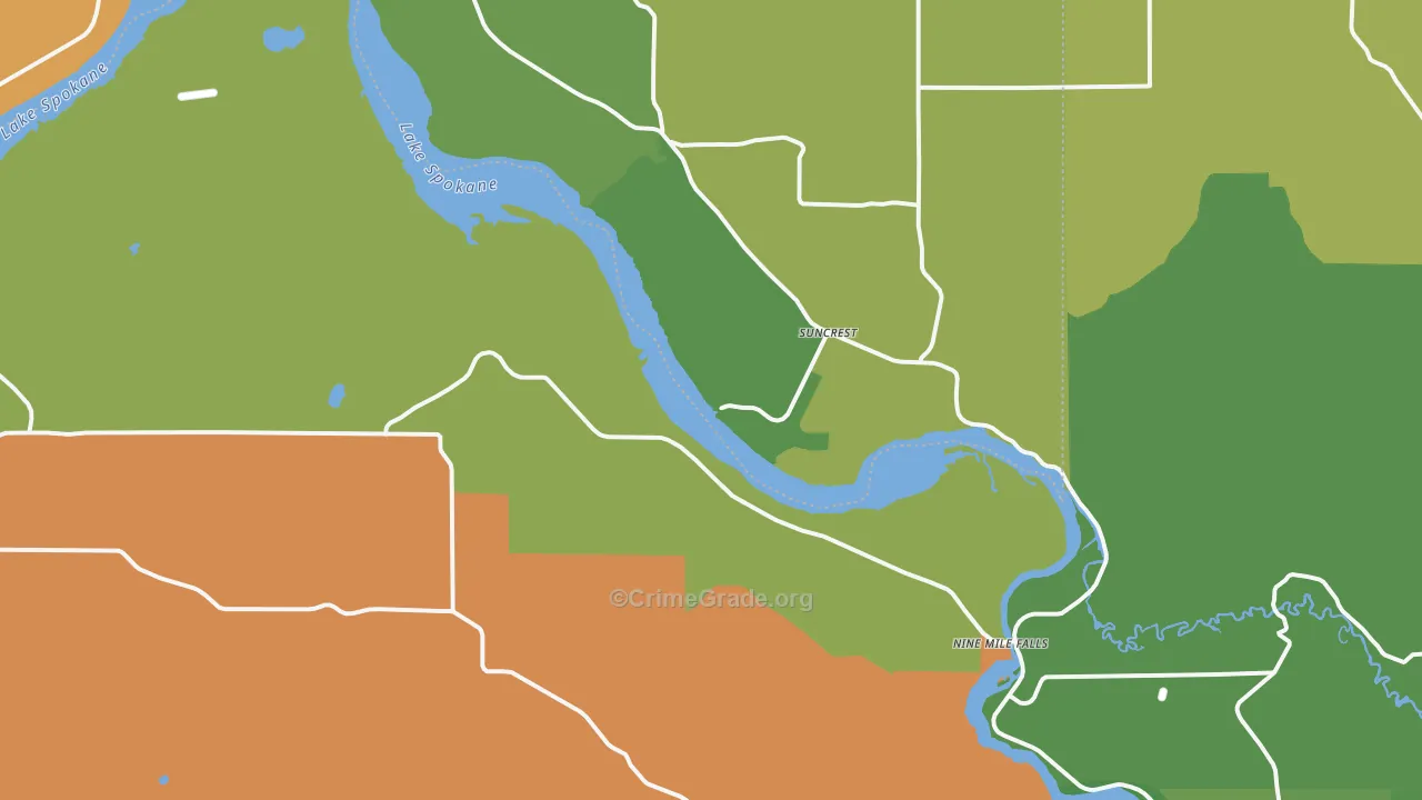 Nine Mile Falls, WA Map of Murder Rates