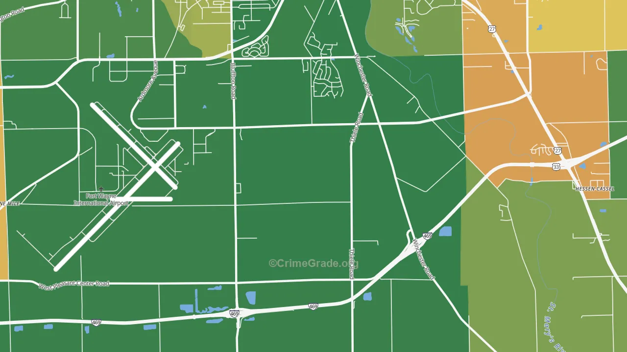Nine Mile, IN Map of Murder Rates