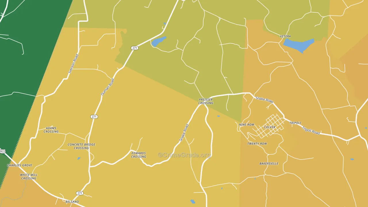 Nine Row, PA Map of Murder Rates