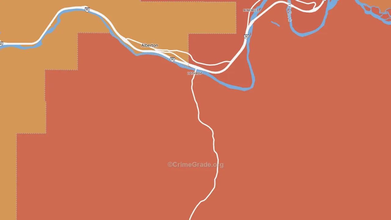 Ninemile, MT Map of Murder Rates
