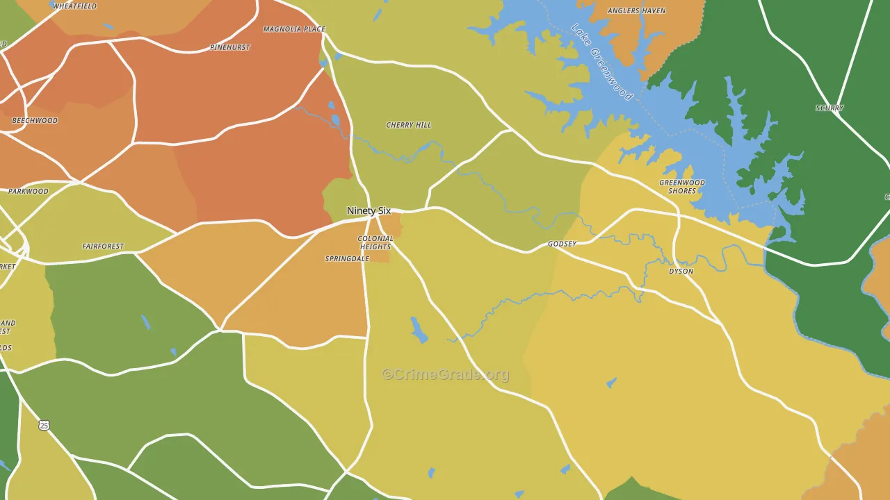 Ninety Six, SC Map of Murder Rates
