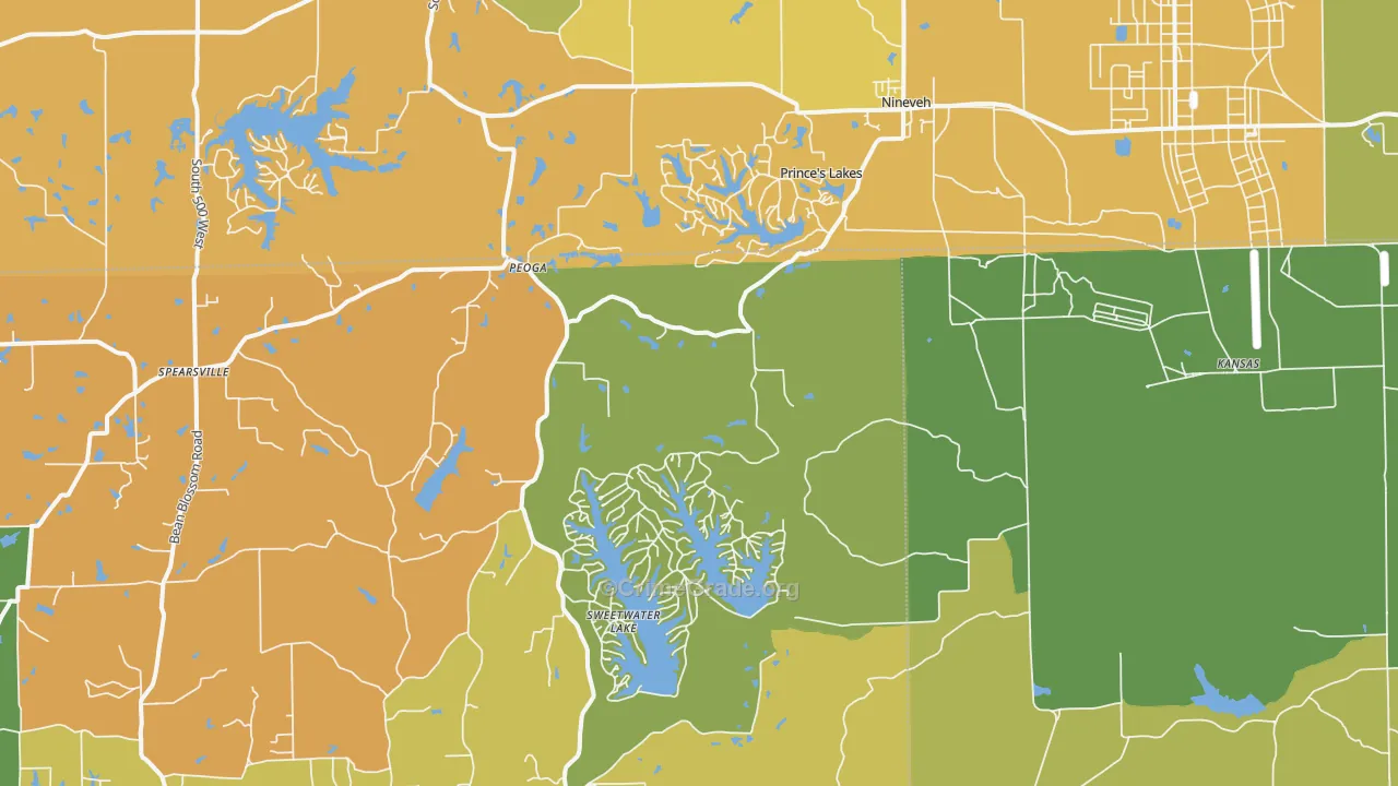 Nineveh, IN Map of Murder Rates