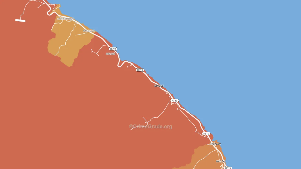 Ninole, HI Map of Murder Rates