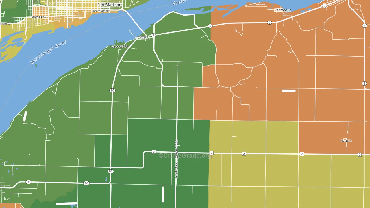 Niota, IL Map of Murder Rates