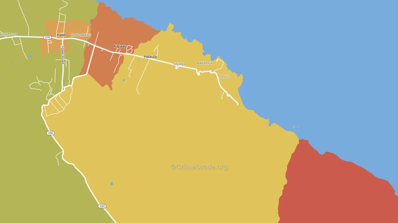 Niulii, HI Map of Murder Rates