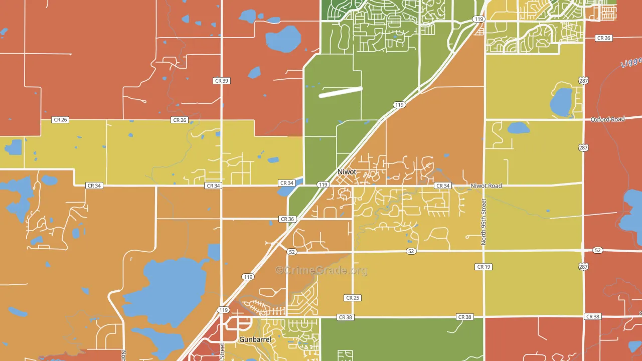 Niwot, CO Map of Murder Rates