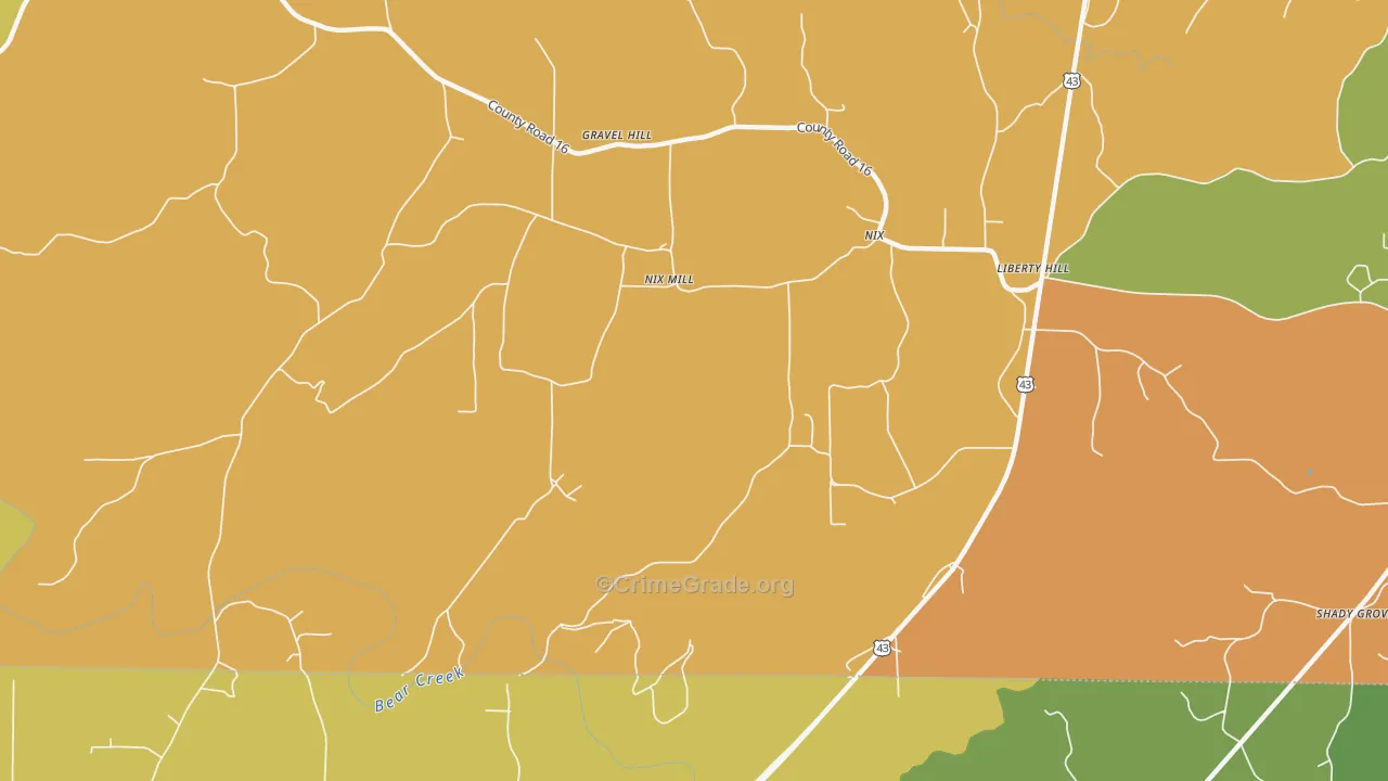 Nix Mill, AL Map of Murder Rates